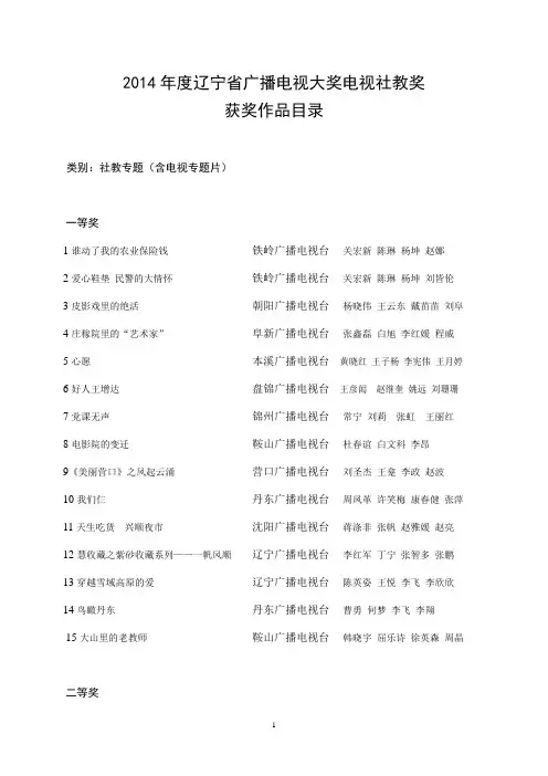 2014辽宁广播电视大奖电视社教奖