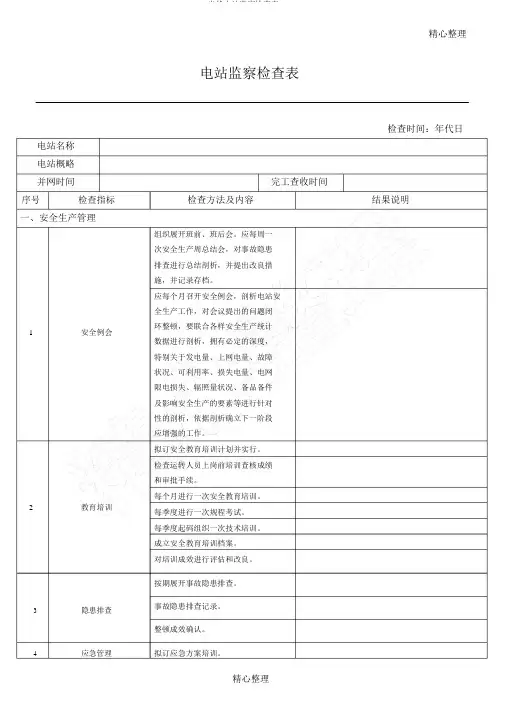 光伏电站监督检查表