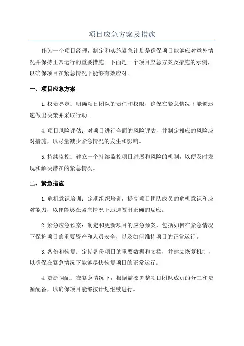 项目应急方案及措施