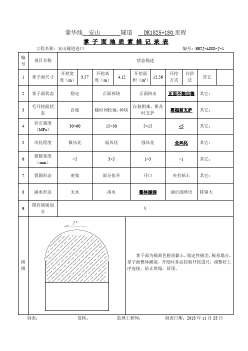 安山隧道进口地质素描报告