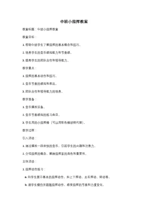 中班小指挥教案