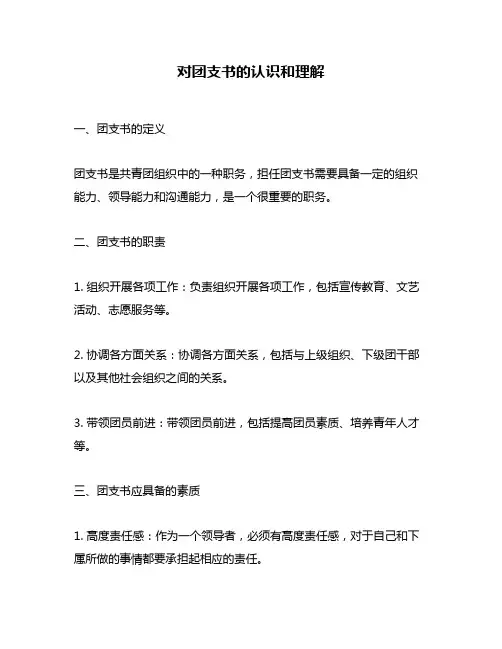 对团支书的认识和理解