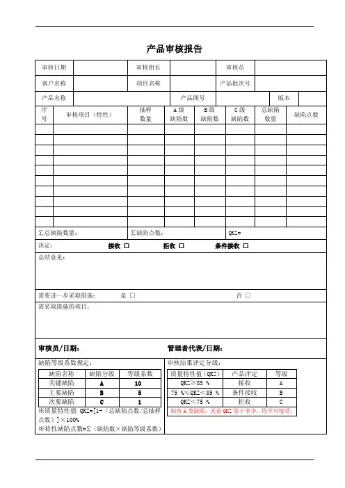 产品审核报告