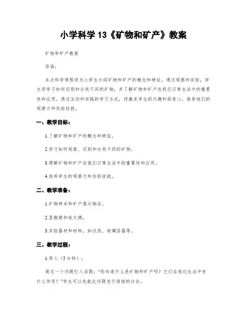 小学科学13《矿物和矿产》教案