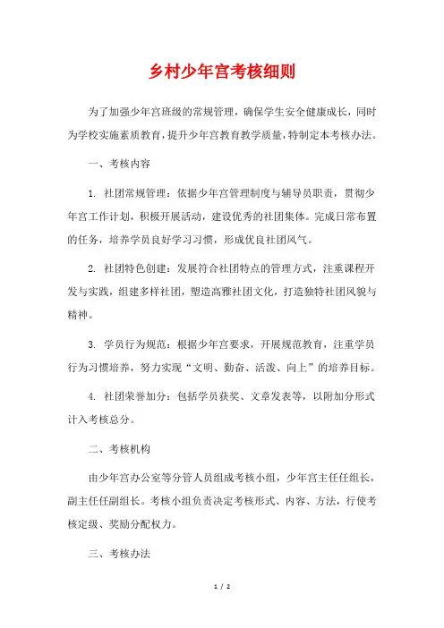 乡村少年宫考核细则