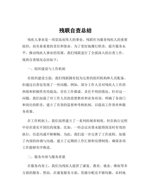残联自查总结