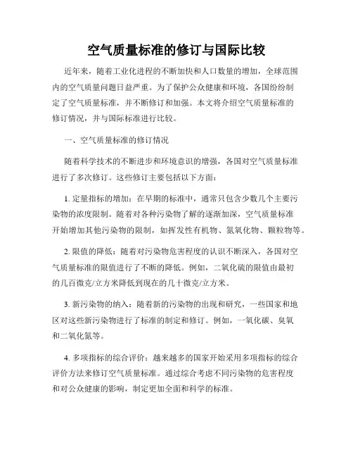 空气质量标准的修订与国际比较