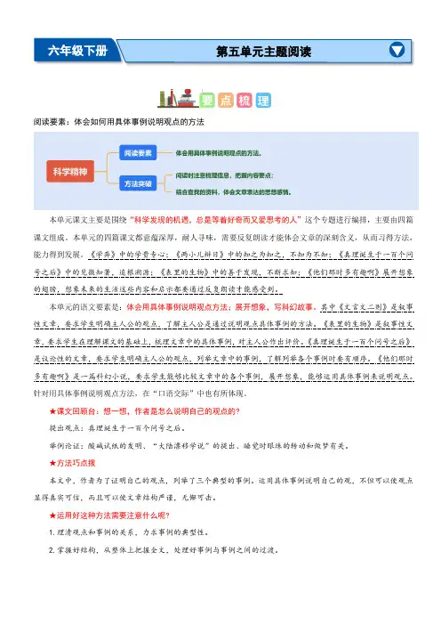第五单元“科学精神”(主题阅读)-六年级语文下册阅读理解(统编版)