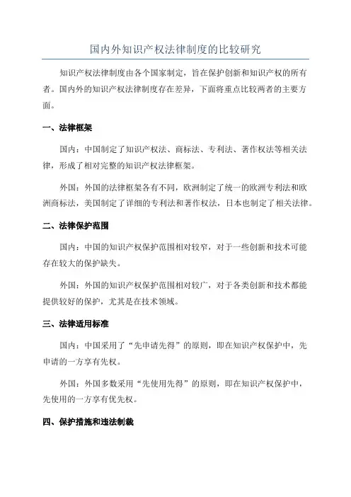 国内外知识产权法律制度的比较研究