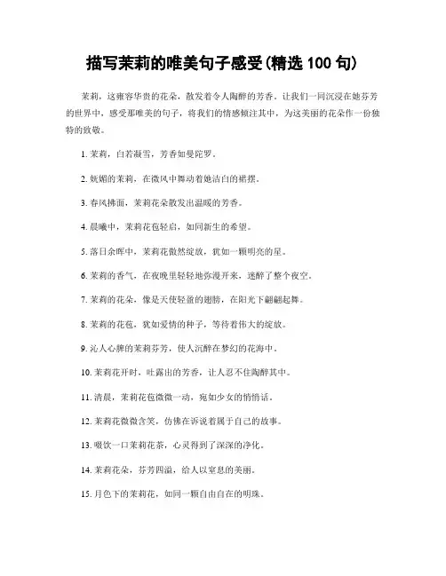 描写茉莉的唯美句子感受(精选100句)