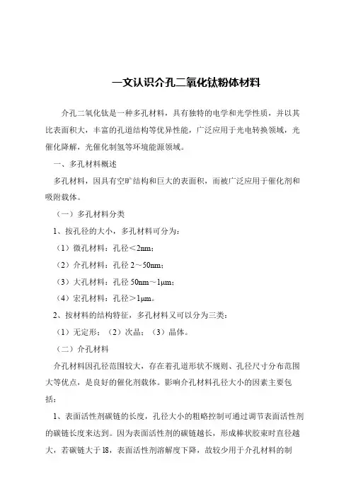 【精品文章】一文认识介孔二氧化钛粉体材料