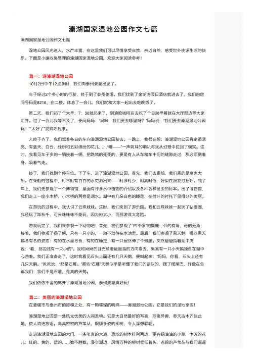 溱湖国家湿地公园作文七篇