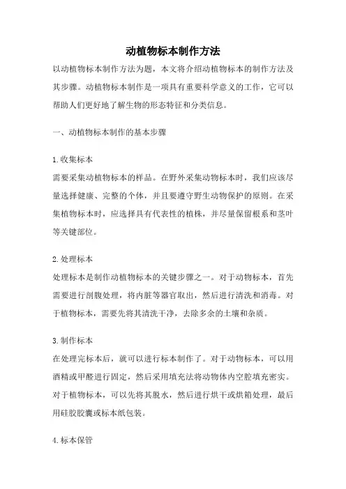 动植物标本制作方法