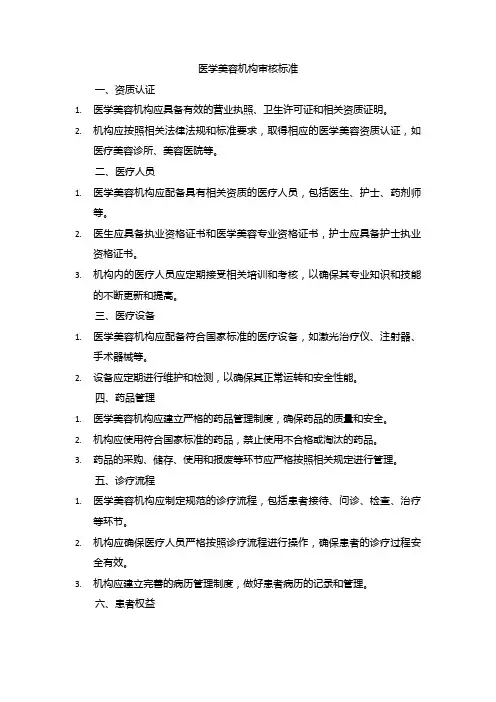 医学美容机构审核标准