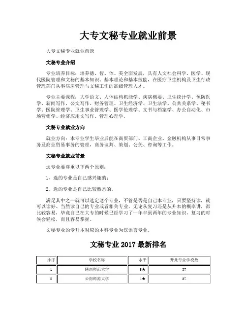 大专文秘专业就业前景