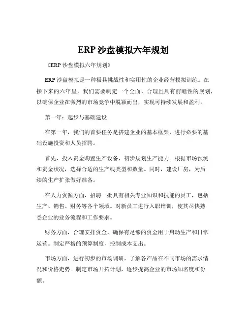 ERP沙盘模拟六年规划