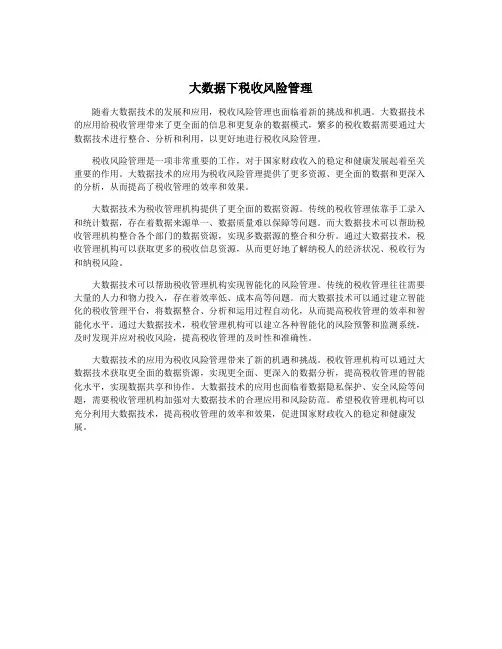 大数据下税收风险管理