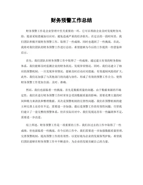 财务预警工作总结