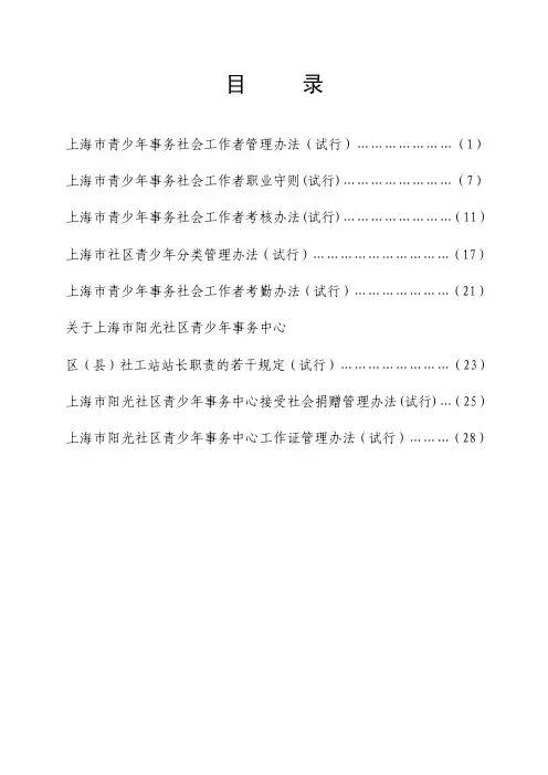 上海市青少年事务社工制度汇编（2）