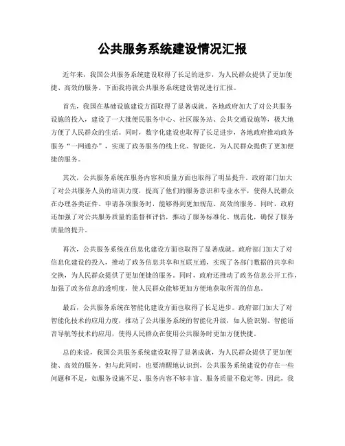 公共服务系统建设情况汇报