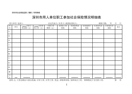 深圳市社会保险监察(稽核)专用表格