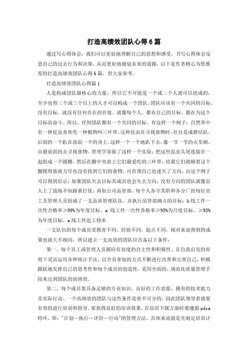 打造高绩效团队心得6篇
