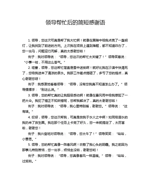 领导帮忙后的简短感谢语