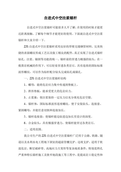 自进式中空注浆锚杆.doc