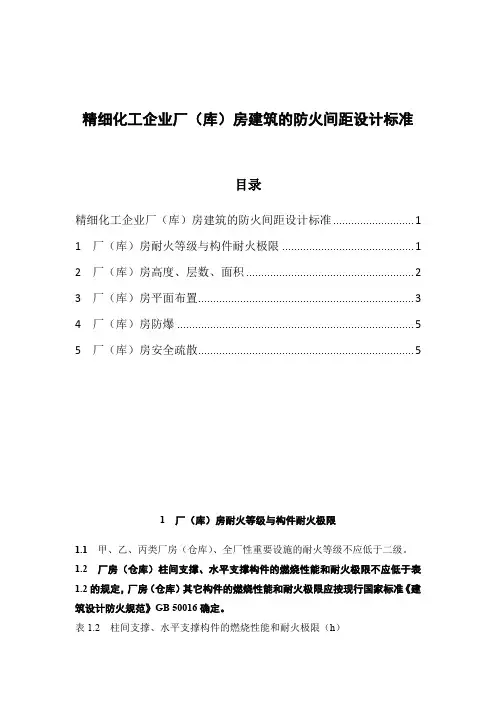 精细化工企业厂(库)房建筑的防火间距设计标准