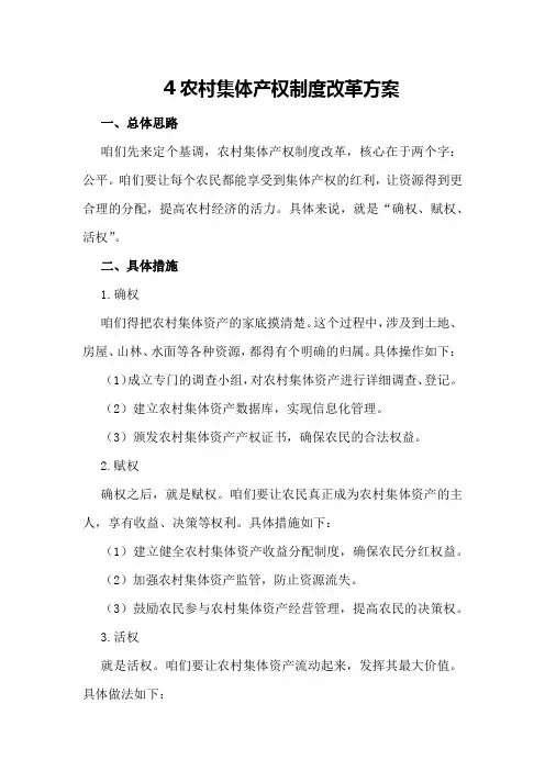 农村集体产权制度改革方案