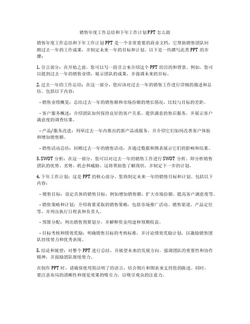销售年度工作总结和下年工作计划PPT怎么做