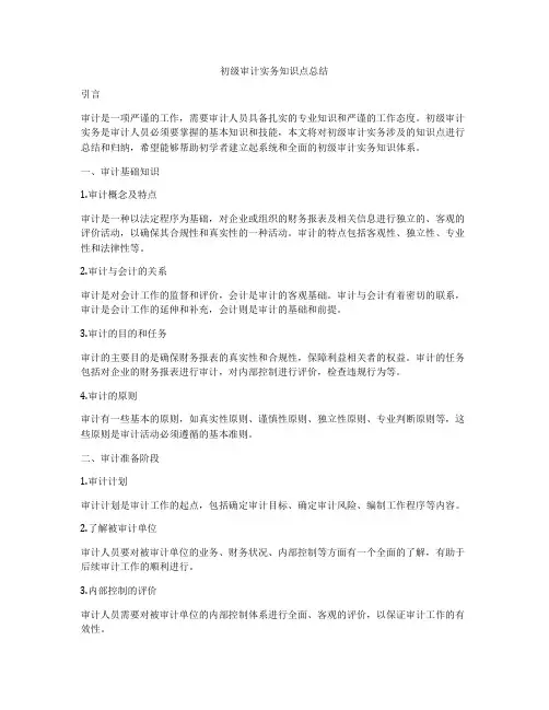 初级审计实务知识点总结