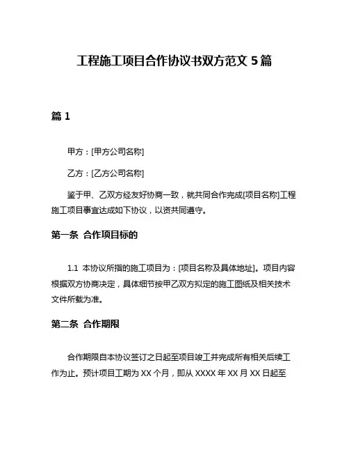 工程施工项目合作协议书双方范文5篇