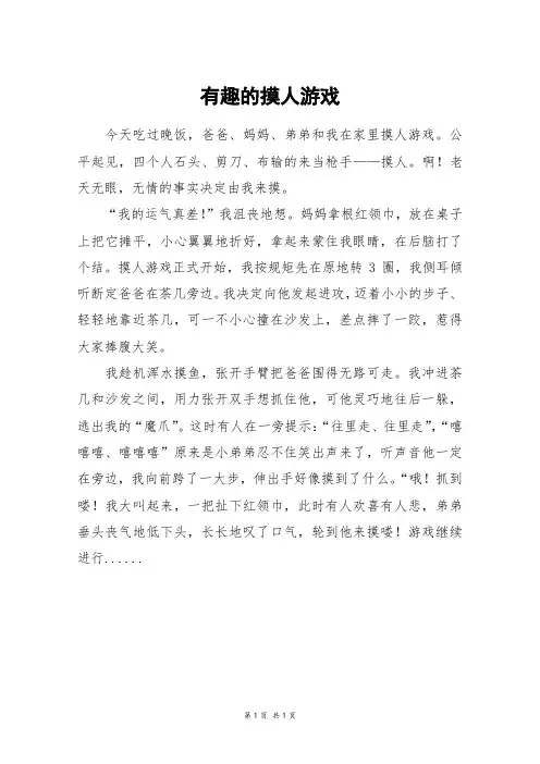 有趣的摸人游戏_五年级作文