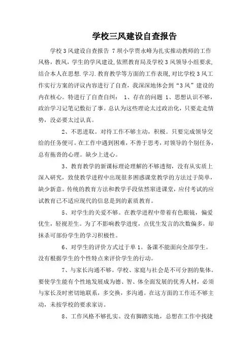 学校三风建设自查报告
