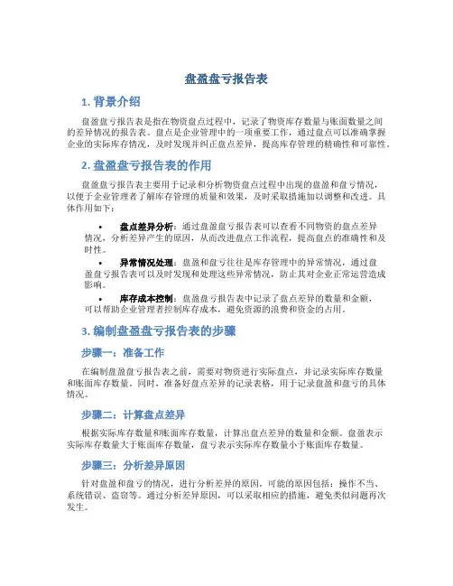 盘盈盘亏报告表