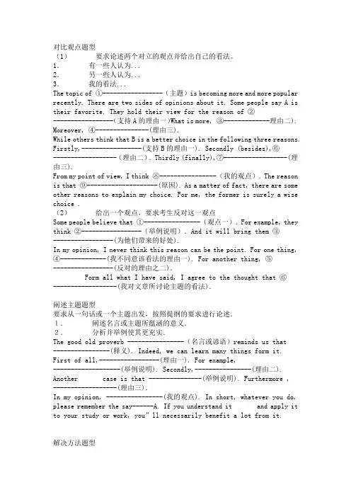 (完整word版)大学英语作文万能模板(各类型)
