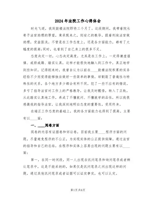 2024年法院工作心得体会(二篇)