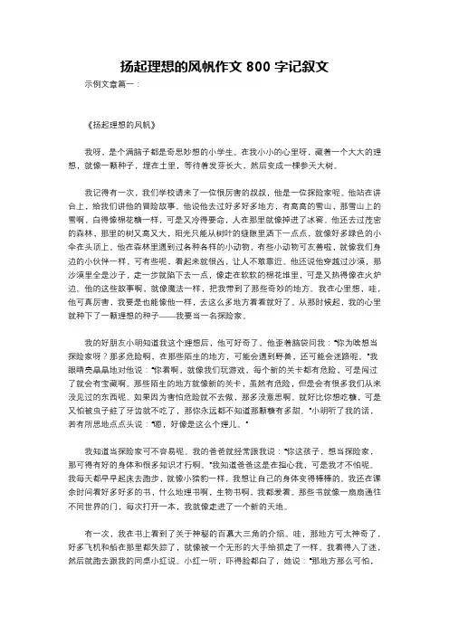 扬起理想的风帆作文800字记叙文