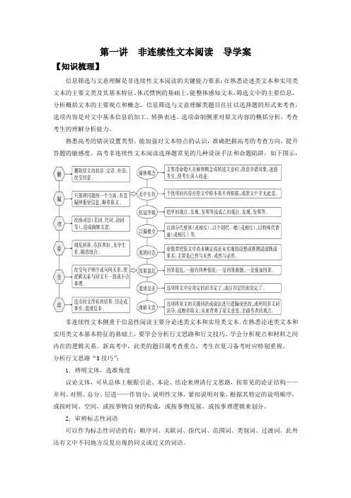 高中语文一轮复习 第一讲  非连续性文本阅读  精品学案 (新高考)