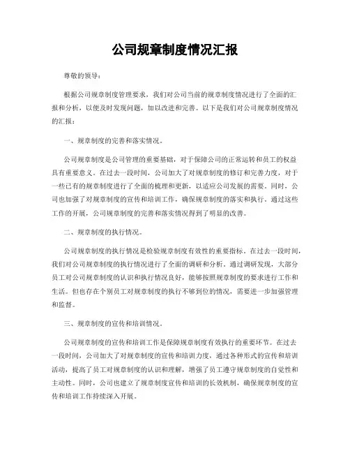 公司规章制度情况汇报