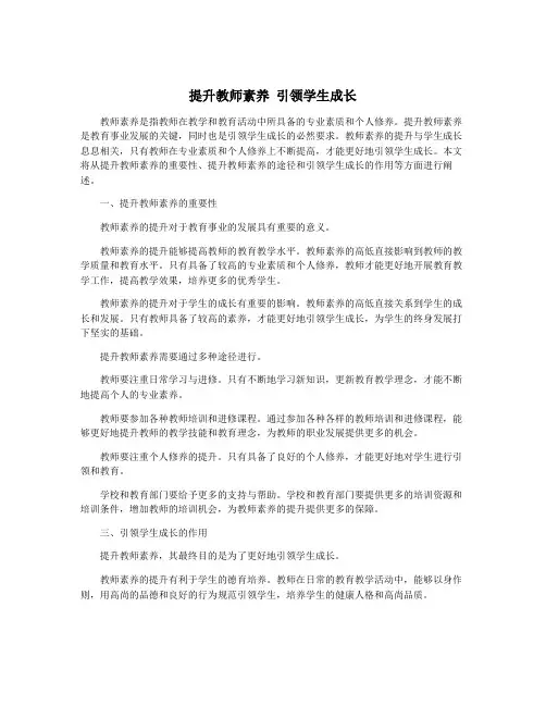 提升教师素养 引领学生成长