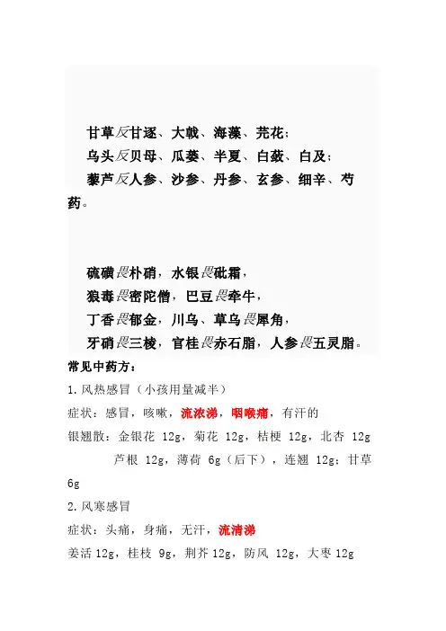 中药相克表
