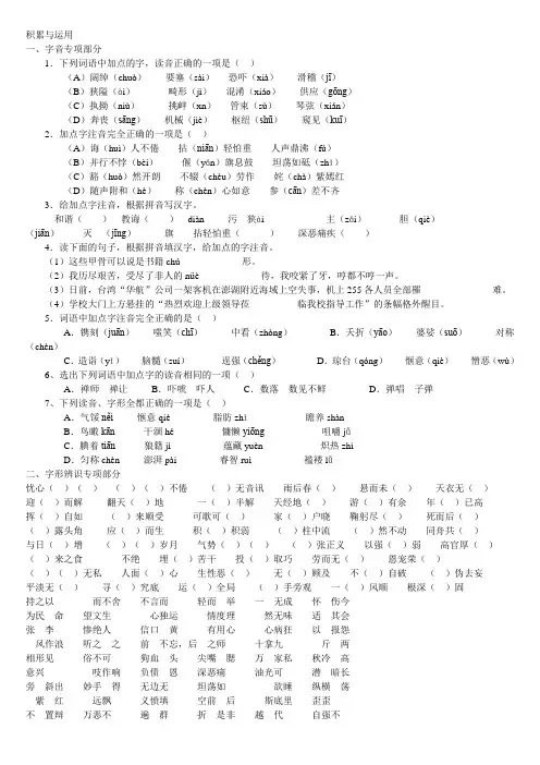 2011年中考语文积累与运用