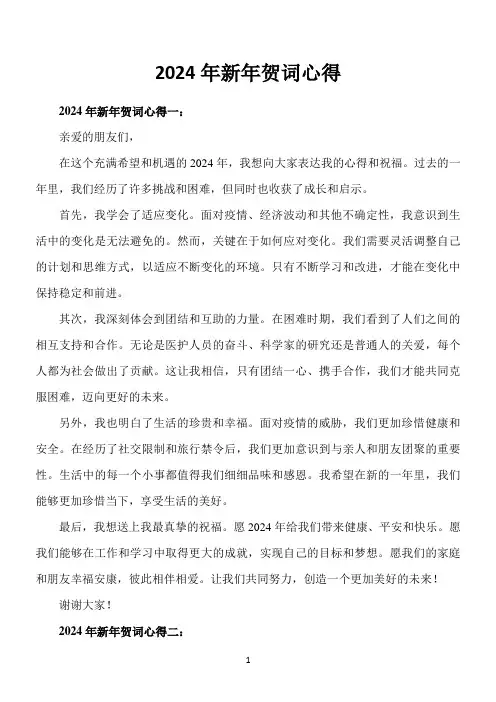 2024年新年贺词 心得