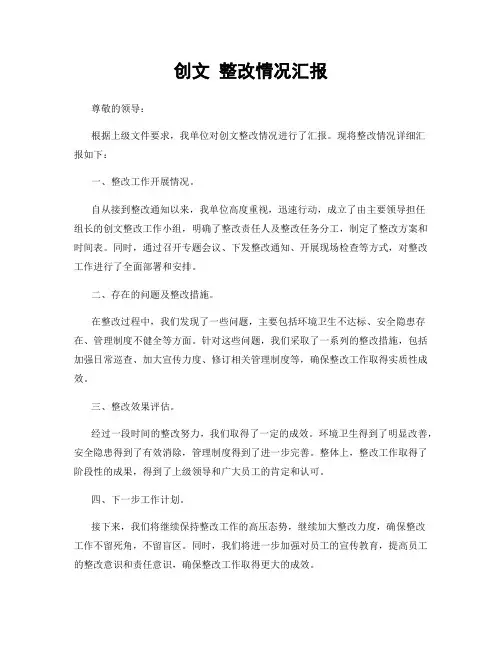 创文 整改情况汇报