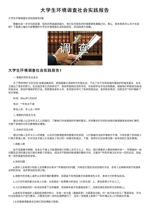 大学生环境调查社会实践报告