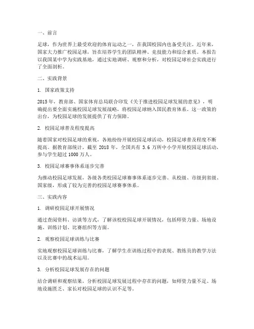 校园足球社会实践报告