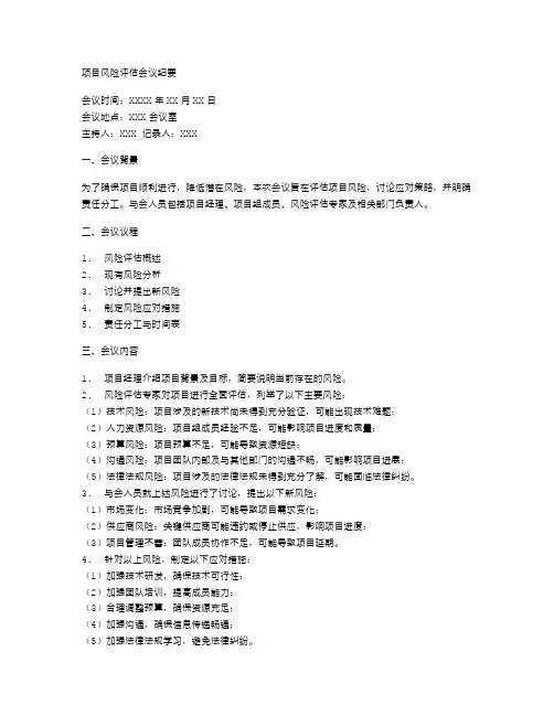 项目风险评估会议纪要