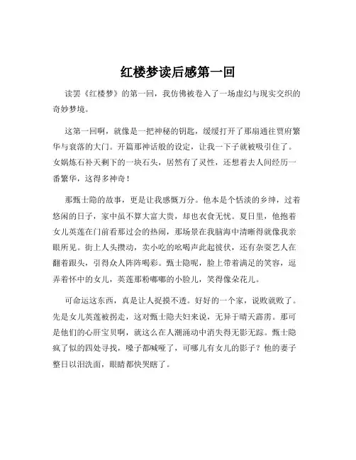 红楼梦读后感第一回